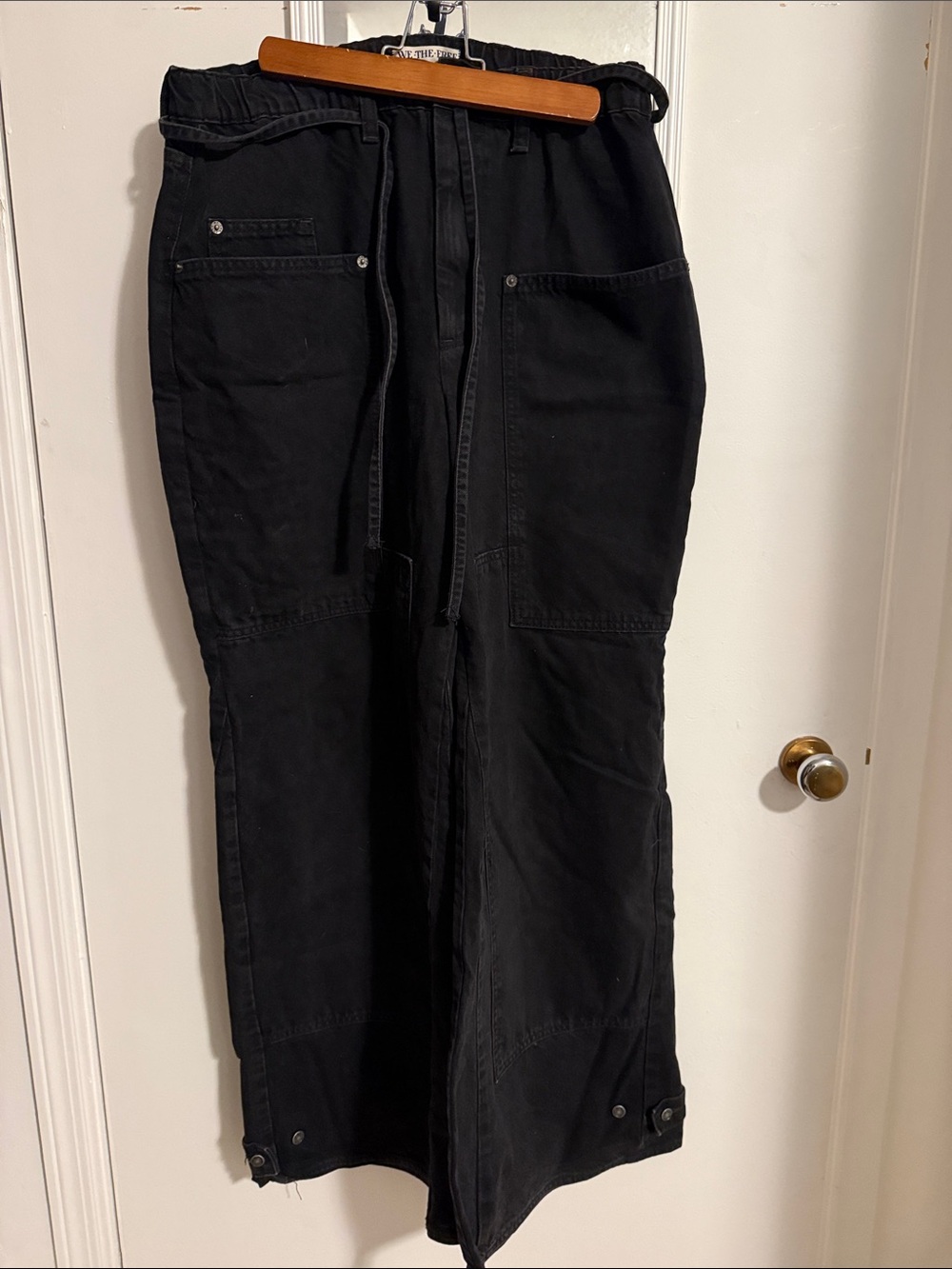 We The Free Black Wide-Leg Utility Jeans